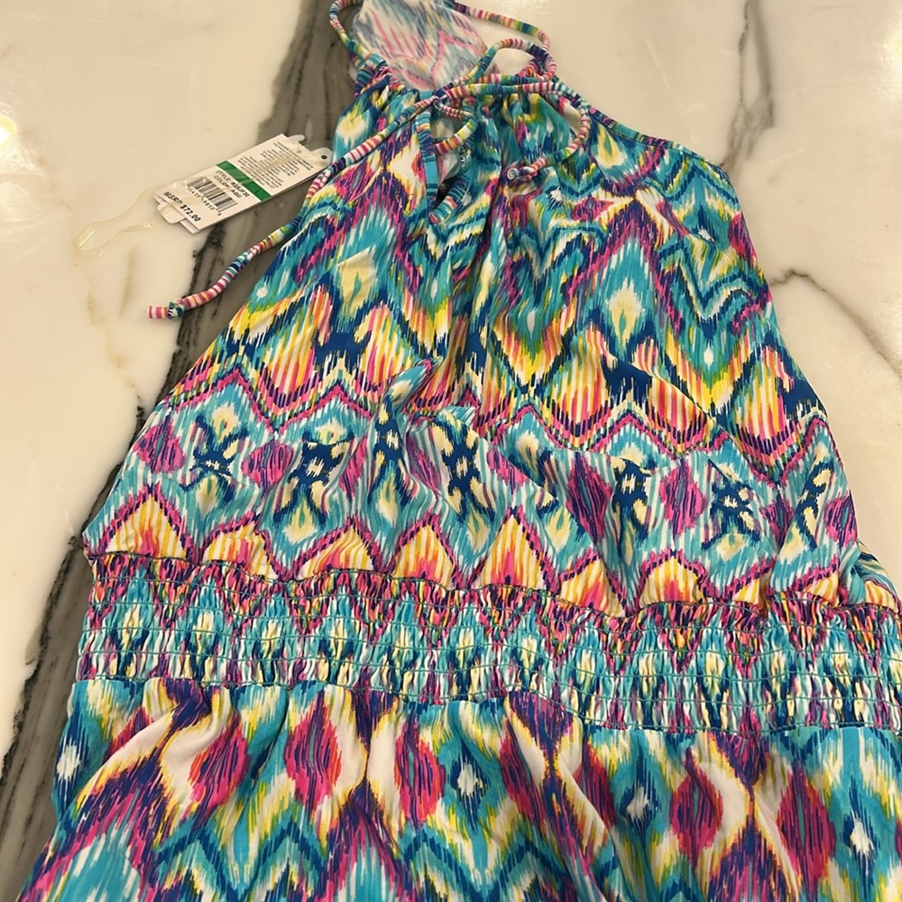 Kenneth Cole Reaction Multicolor Ikat Print Swim Cover Up Dress-sz L - Picture 8 of 8